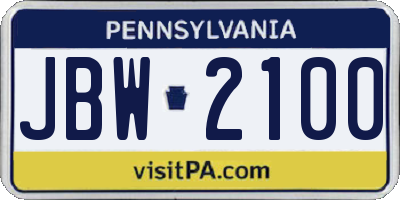 PA license plate JBW2100