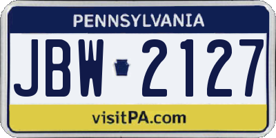 PA license plate JBW2127