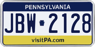 PA license plate JBW2128