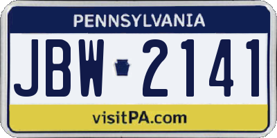 PA license plate JBW2141