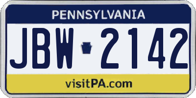 PA license plate JBW2142