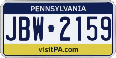 PA license plate JBW2159