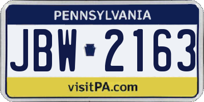 PA license plate JBW2163