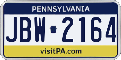 PA license plate JBW2164