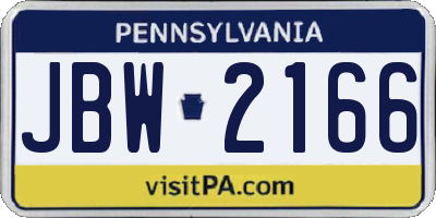 PA license plate JBW2166