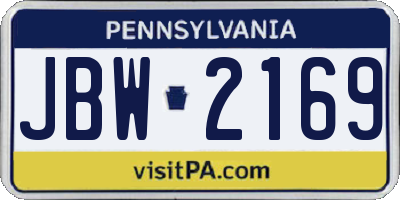 PA license plate JBW2169