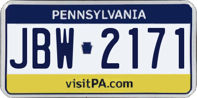 PA license plate JBW2171