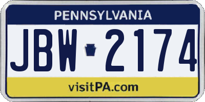 PA license plate JBW2174