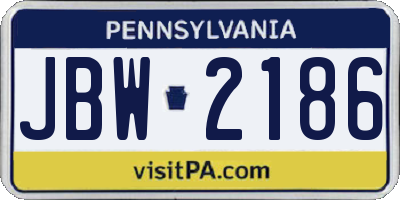 PA license plate JBW2186
