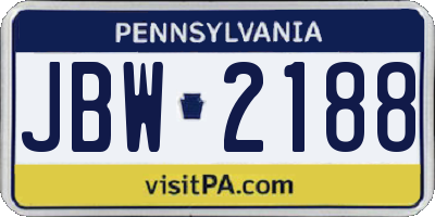 PA license plate JBW2188