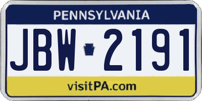 PA license plate JBW2191