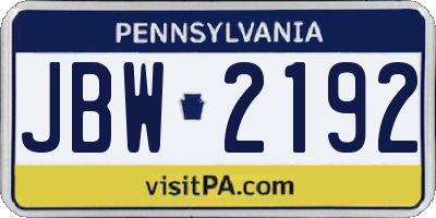 PA license plate JBW2192