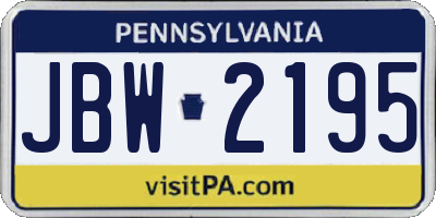 PA license plate JBW2195