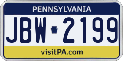PA license plate JBW2199