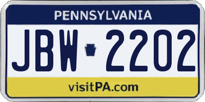 PA license plate JBW2202