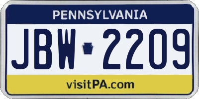 PA license plate JBW2209