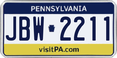 PA license plate JBW2211