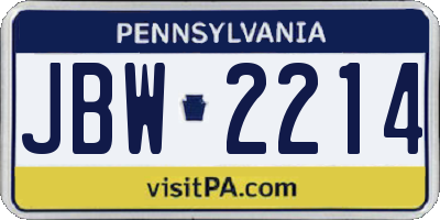 PA license plate JBW2214