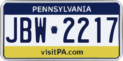 PA license plate JBW2217