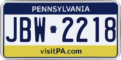 PA license plate JBW2218