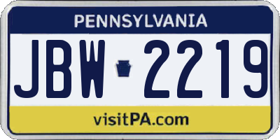 PA license plate JBW2219