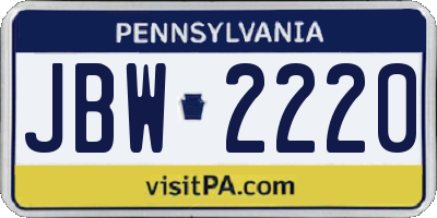 PA license plate JBW2220