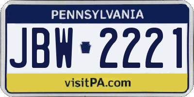 PA license plate JBW2221