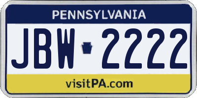 PA license plate JBW2222