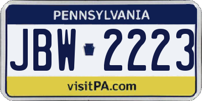 PA license plate JBW2223