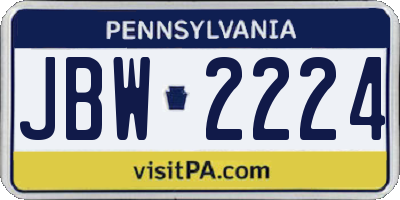 PA license plate JBW2224