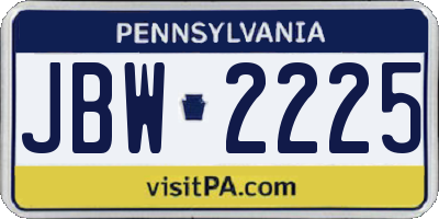 PA license plate JBW2225