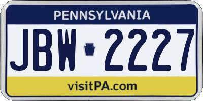 PA license plate JBW2227