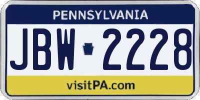 PA license plate JBW2228