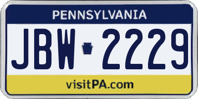 PA license plate JBW2229