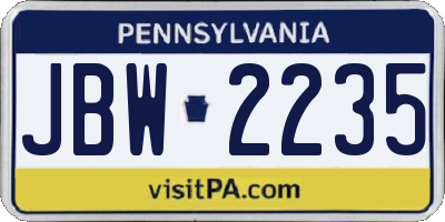 PA license plate JBW2235