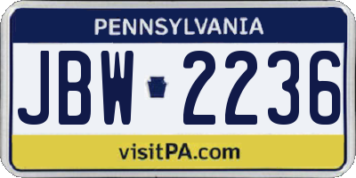 PA license plate JBW2236