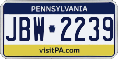 PA license plate JBW2239