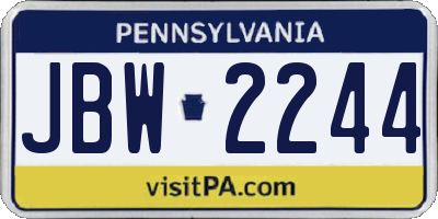 PA license plate JBW2244