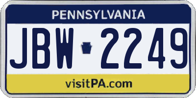 PA license plate JBW2249