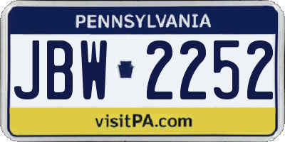 PA license plate JBW2252