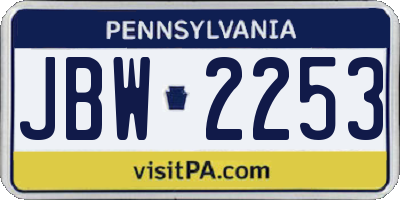 PA license plate JBW2253