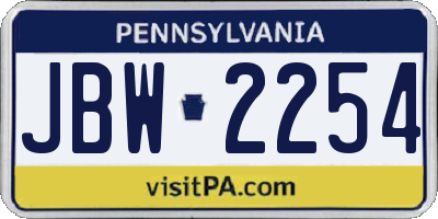 PA license plate JBW2254