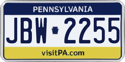 PA license plate JBW2255