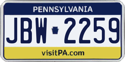 PA license plate JBW2259