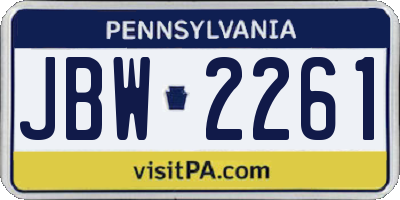 PA license plate JBW2261