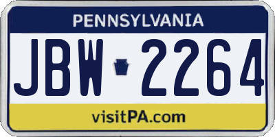 PA license plate JBW2264