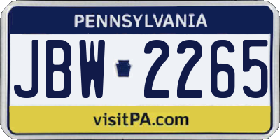 PA license plate JBW2265