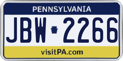 PA license plate JBW2266