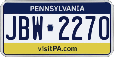 PA license plate JBW2270