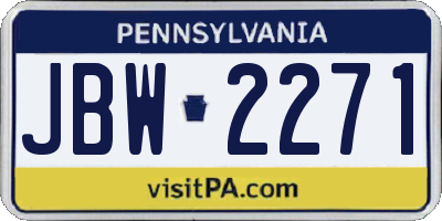 PA license plate JBW2271